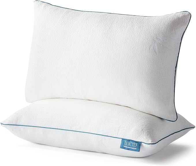 LUCID Premium Shredded Memory Foam Pillow - Hypoallergenic - Moldable Loft - 2 Pack - Queen | Amazon (US)