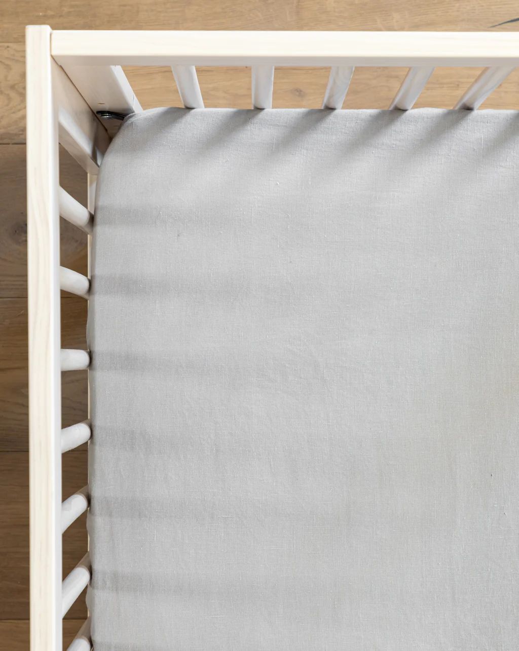 Fitted Linen Light Gray Crib Sheet | McGee & Co.