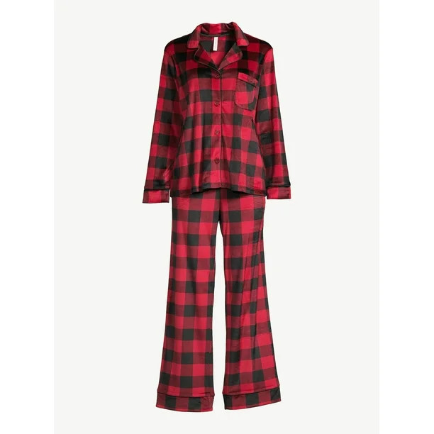 Joyspun Women's Velour Knit Pajama Set, 2-Piece, Sizes up to 3X - Walmart.com | Walmart (US)