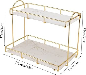 Bathroom Organizer Rack White Gold 2 Tier Heavy Duty Bathroom Counter Organizer (S) | Amazon (UK)