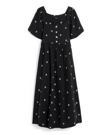 Madewell True Black & White Daisy Embroidered Lightspun Midi Dress - Plus | Zulily