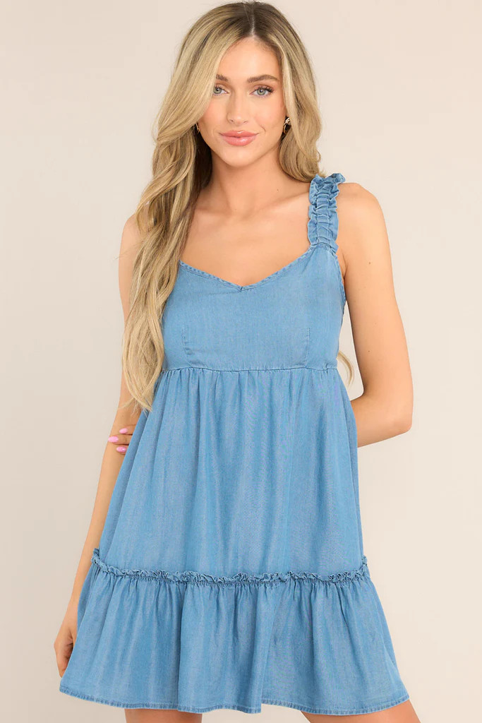 The Beauty In Life Chambray Mini Dress | Red Dress