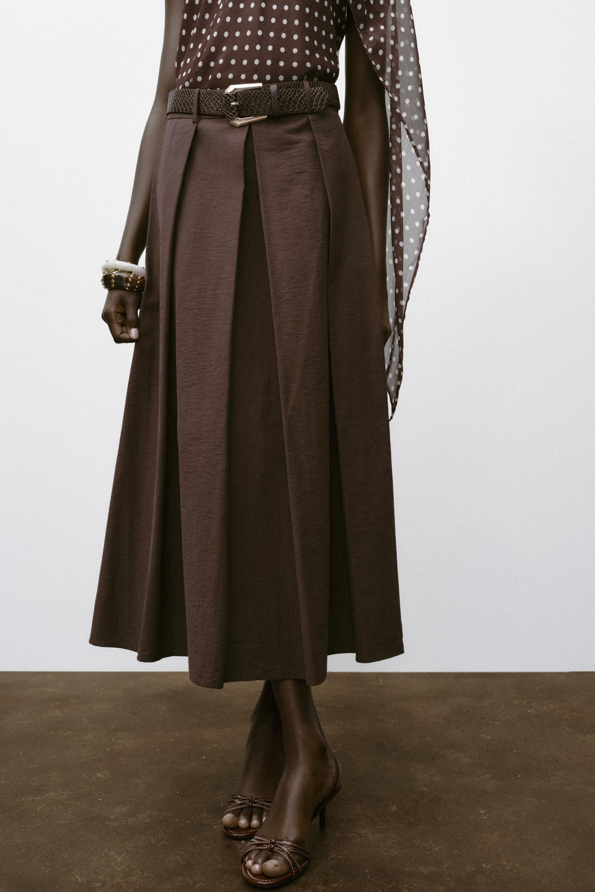 BELTED MIDI A-LINE SKIRT | Zara US