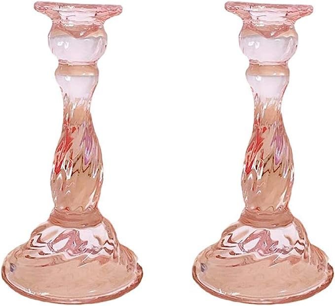 qlee Vintage Twist Design Glass Candlesticks Candelabras Wedding Celebration Taper Candles Holder... | Amazon (US)