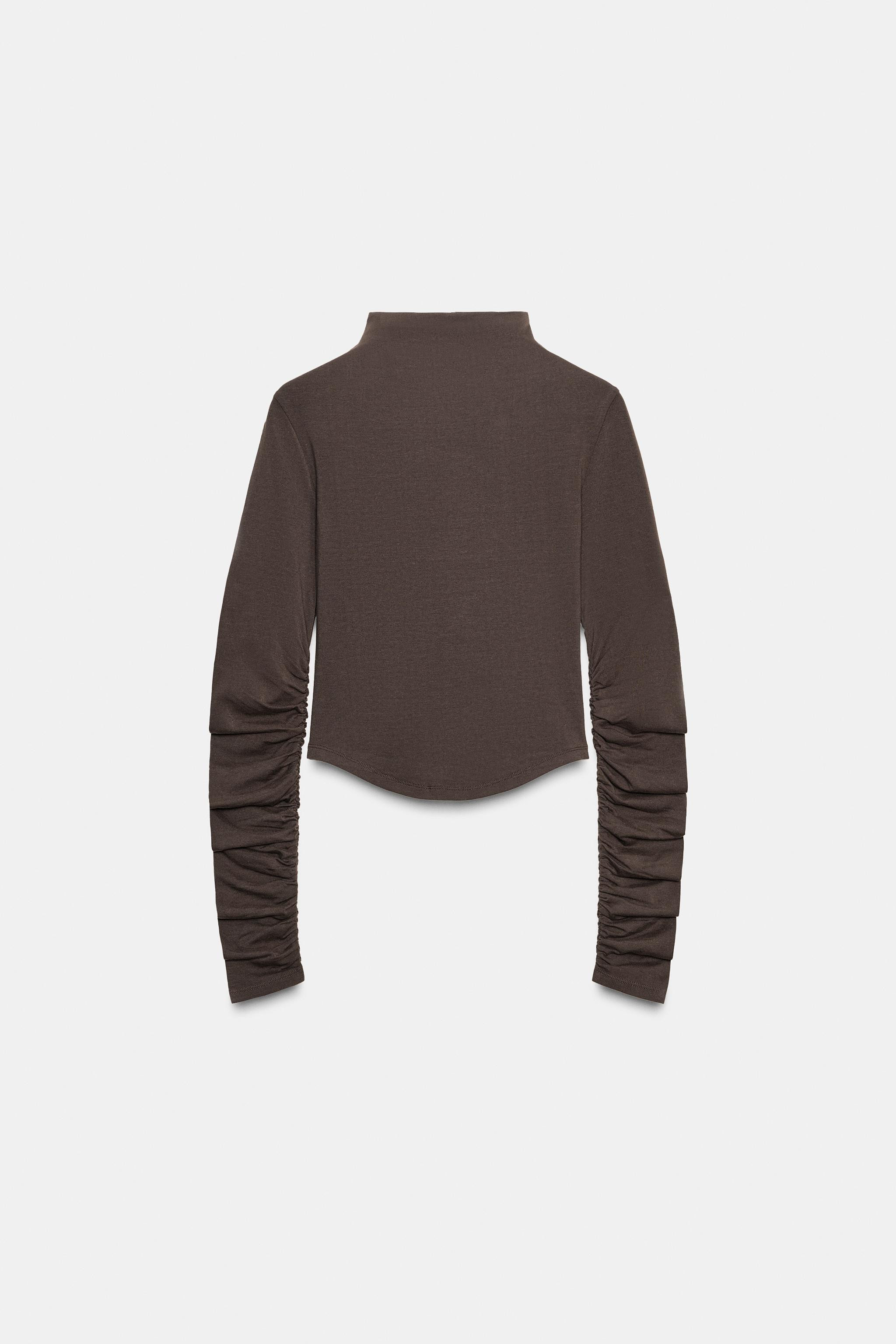 COTTON MODAL RUCHED T-SHIRT | Zara UK