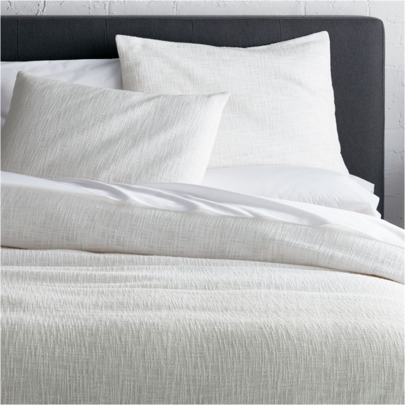 Lindstrom White Full/Queen Duvet Cover + Reviews | Crate and Barrel | Crate & Barrel