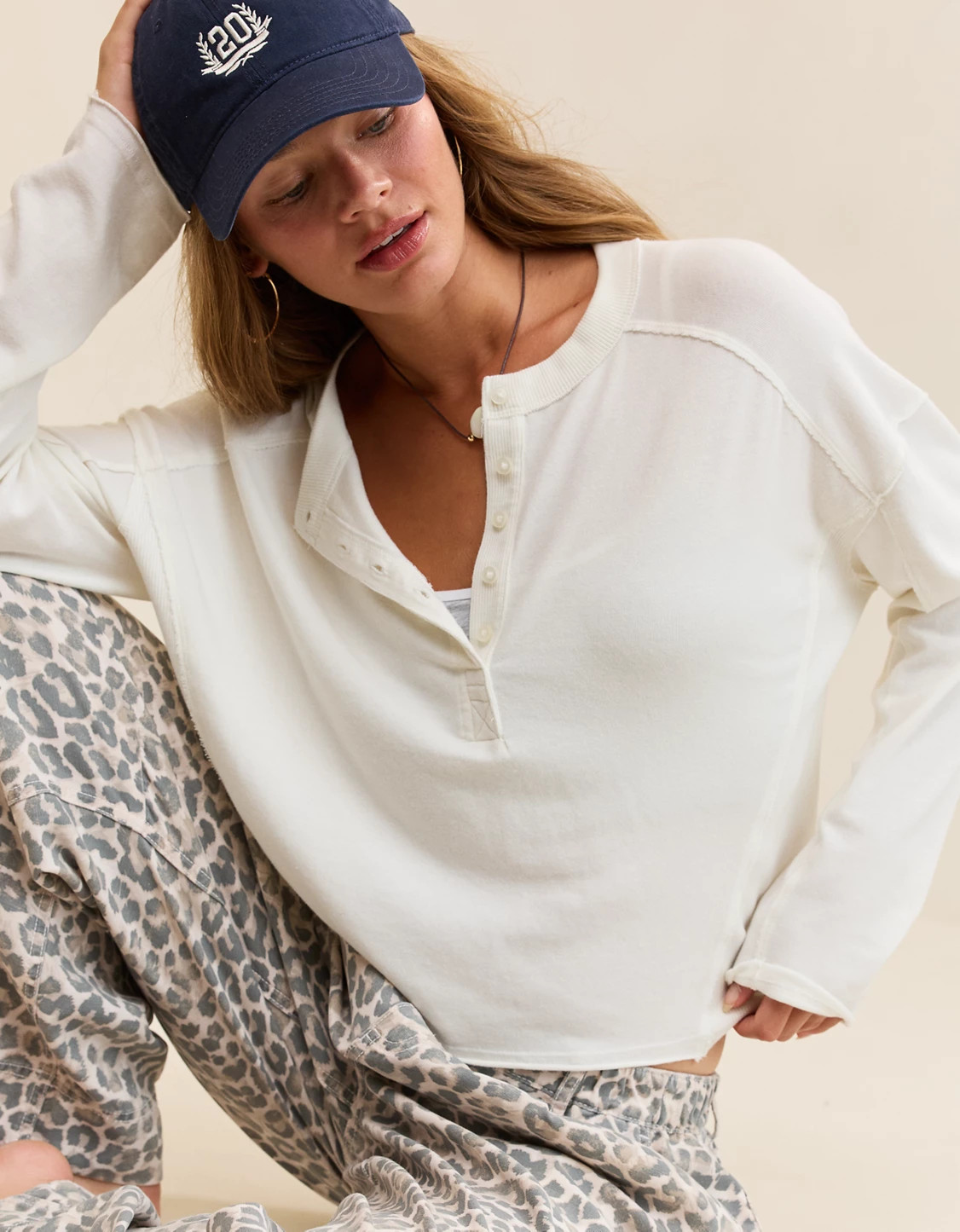 Aerie Happy Snit Henley T-Shirt | Aerie