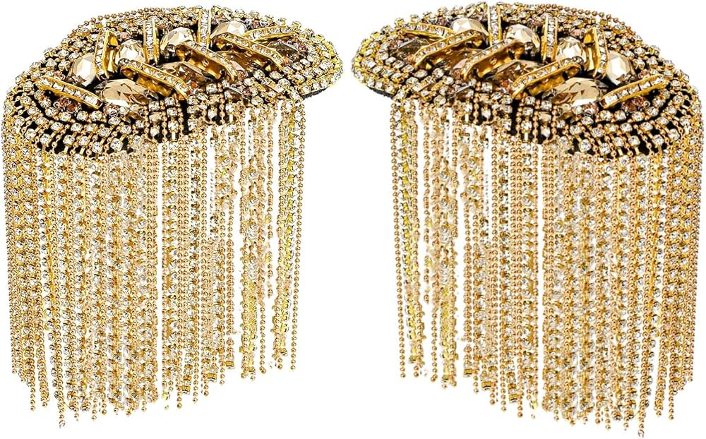 2 Pack Tassel Shoulder Epaulette, Metal Cosplay Ringmaster Shoulder Pads Epaulet with Pins, Gold ... | Amazon (US)