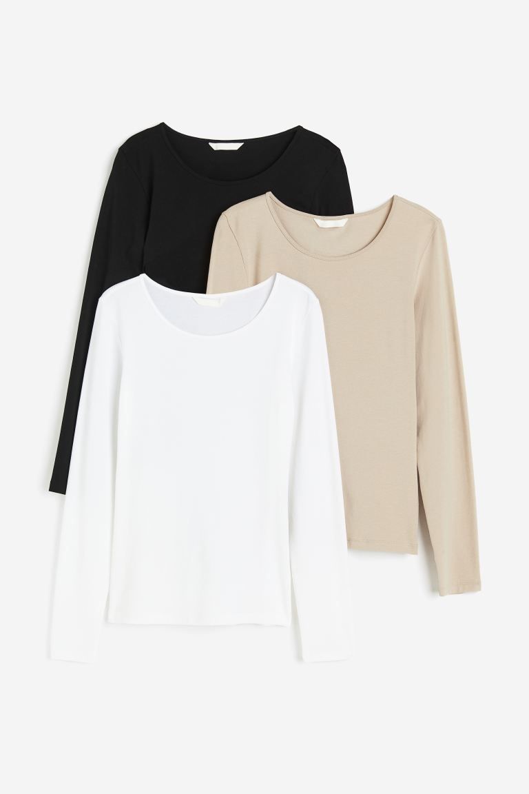 3-pack jersey tops | H&M (UK, MY, IN, SG, PH, TW, HK)