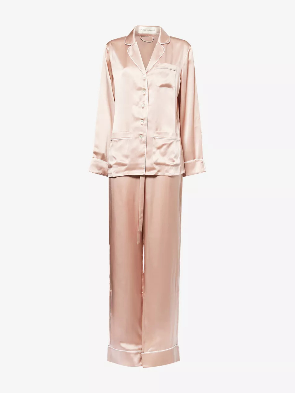 Coco Oyster Silk-Satin Pyjama Set | Selfridges