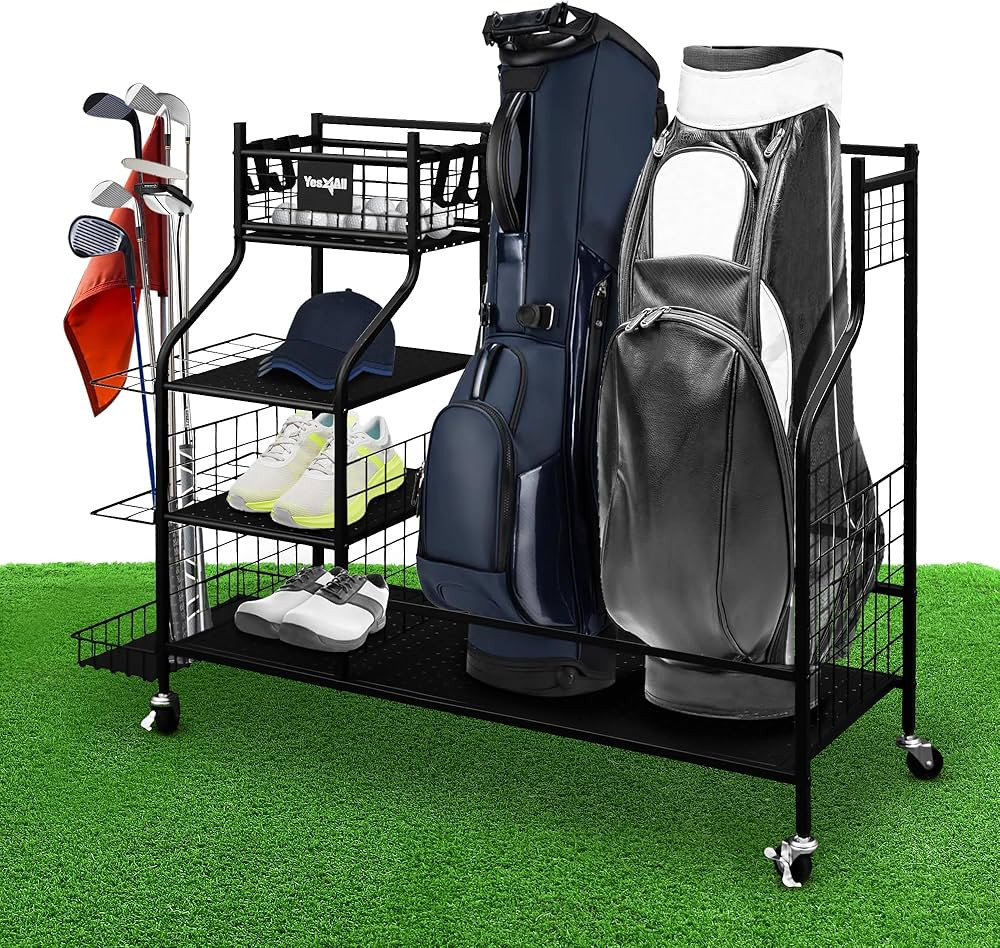 Yes4All Golf Storage Garage Organizer, Golf Bag Storage Stand and Other Golfing Equipment Rack, E... | Amazon (US)