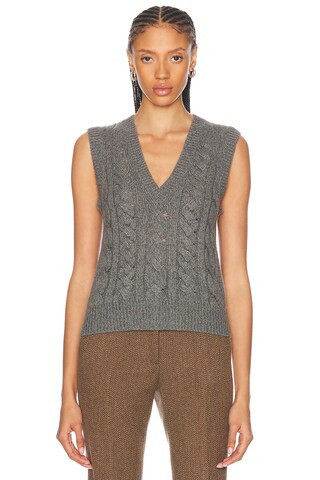 Gabriela Hearst Selsey Vest in Dark Grey Multi - Grey. Size L (also in M, S). | FWRD 