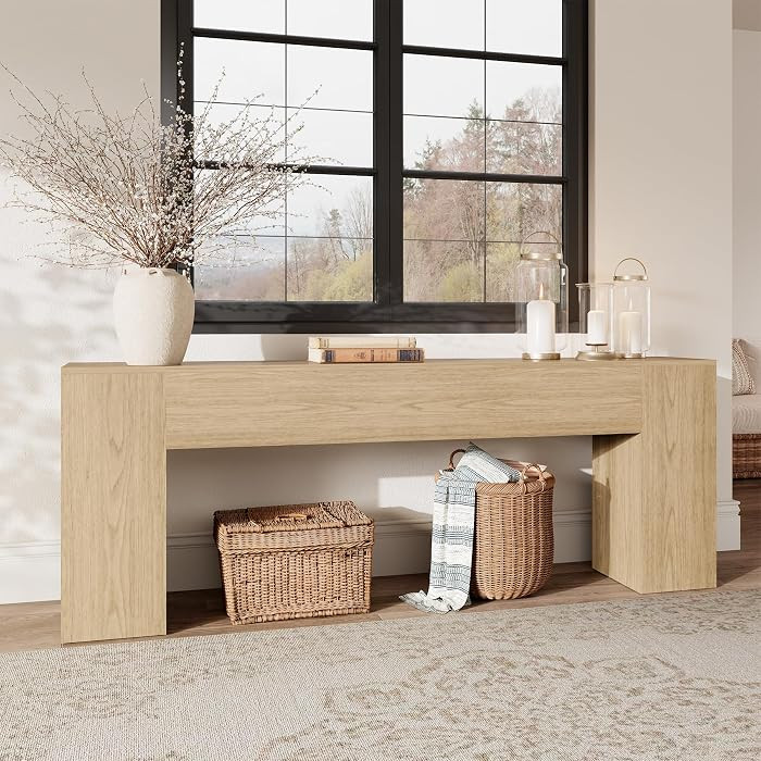 86 Inch Extra Long Console Tables for Entry Way, Light Oak | Amazon (US)
