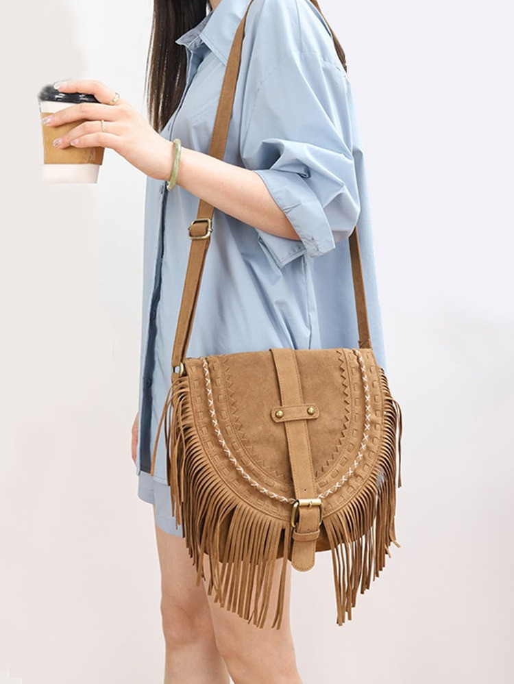 Vintage Fringe Decor Flap Square Bag | SHEIN