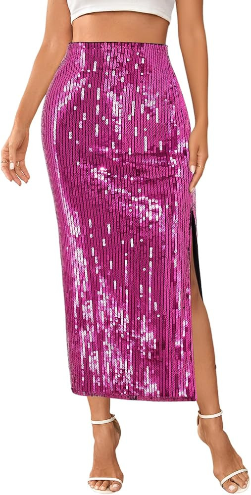 TYNORA Women's Shiny Sequin High Waisted Maxi Skirts Bodycon Long Mermaid Skirt Formal Skirts Dan... | Amazon (US)