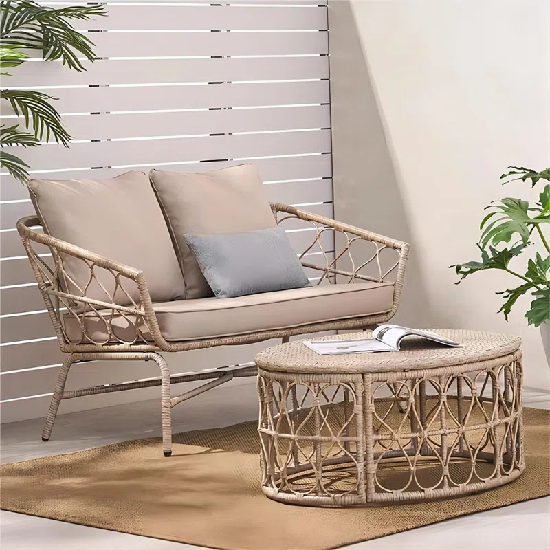 Beachcrest Home™ Raynette Outdoor Outdoor Wicker Loveseat And Coffee Table Set | Wayfair | Wayfair North America