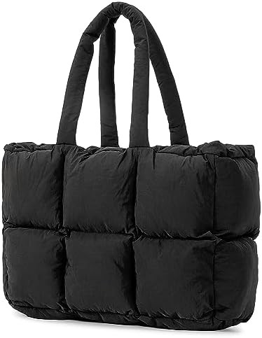 Herald Puffer Tote Bag for Women, Large Quilted Puffy Handbag Lightweight Satchel Purse for Work ... | Amazon (US)