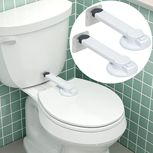 Toilet Locks Baby Proof (2-Pack) Ideal Baby Proof Toilet Lid Lock with Arm – No Tools Needed Easy Installation with 3M Adhesive – Top Safety Toilet Seat Lock – Fits Most Toilets, White | Amazon (US)