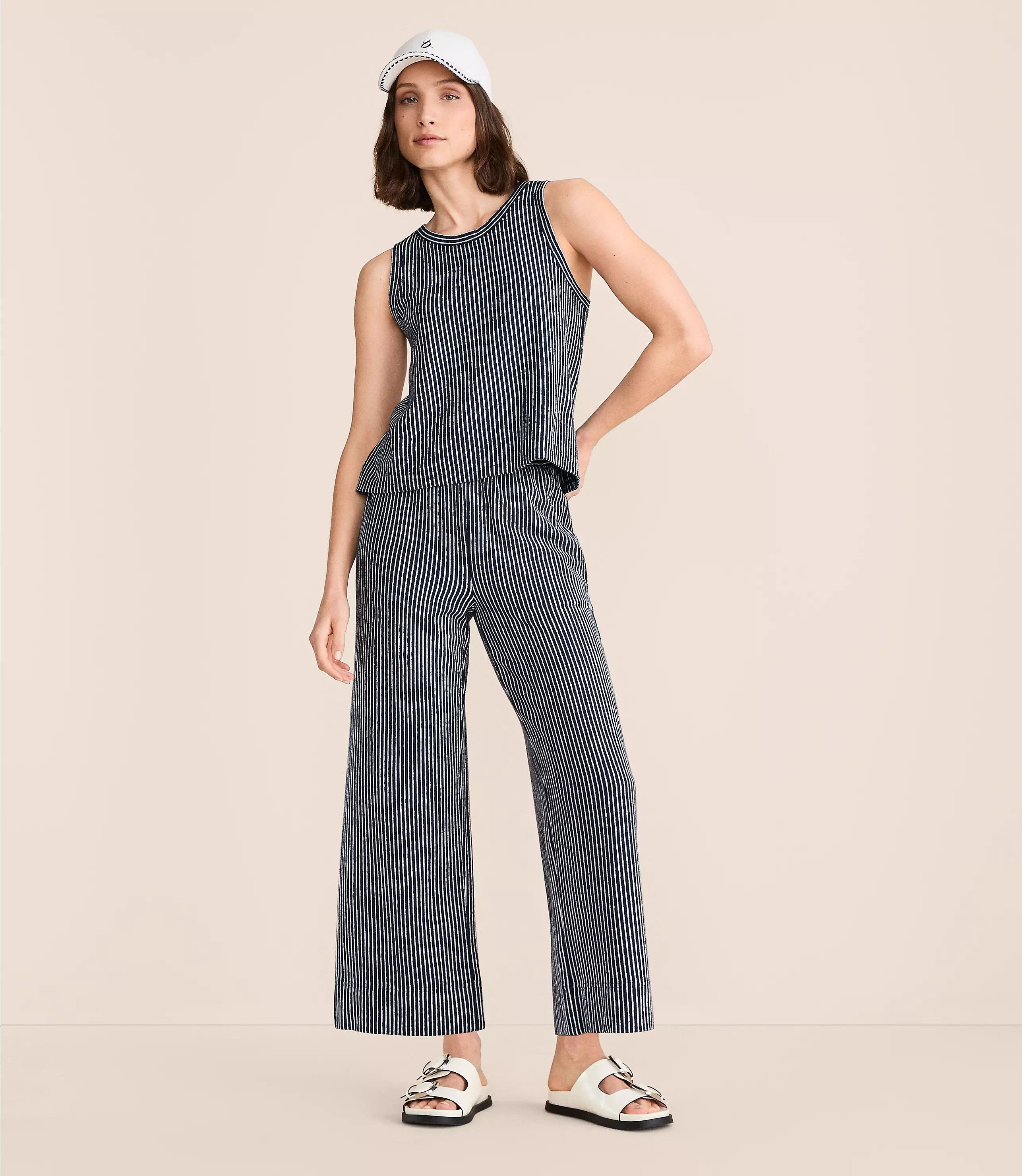 Lou & Grey Striped Wide Leg Crop Pants | LOFT