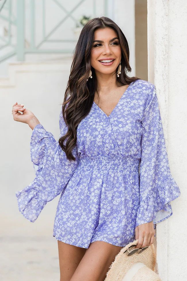 I Keep Hoping Floral Purple Romper | Pink Lily