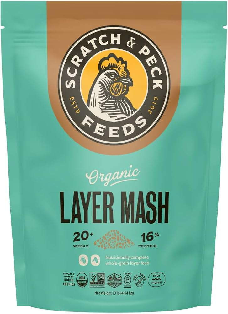 Scratch and Peck Feeds Organic Layer Mash Chicken Feed - 10-lbs - 16% Protein, Non-GMO Project Ve... | Amazon (US)