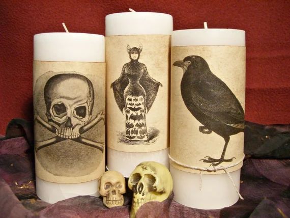 12 CANDLE Wraps HALLOWEEN Vintage Look Aged Tea-Stained Paper Decor w/Twine Ties | Etsy (US)