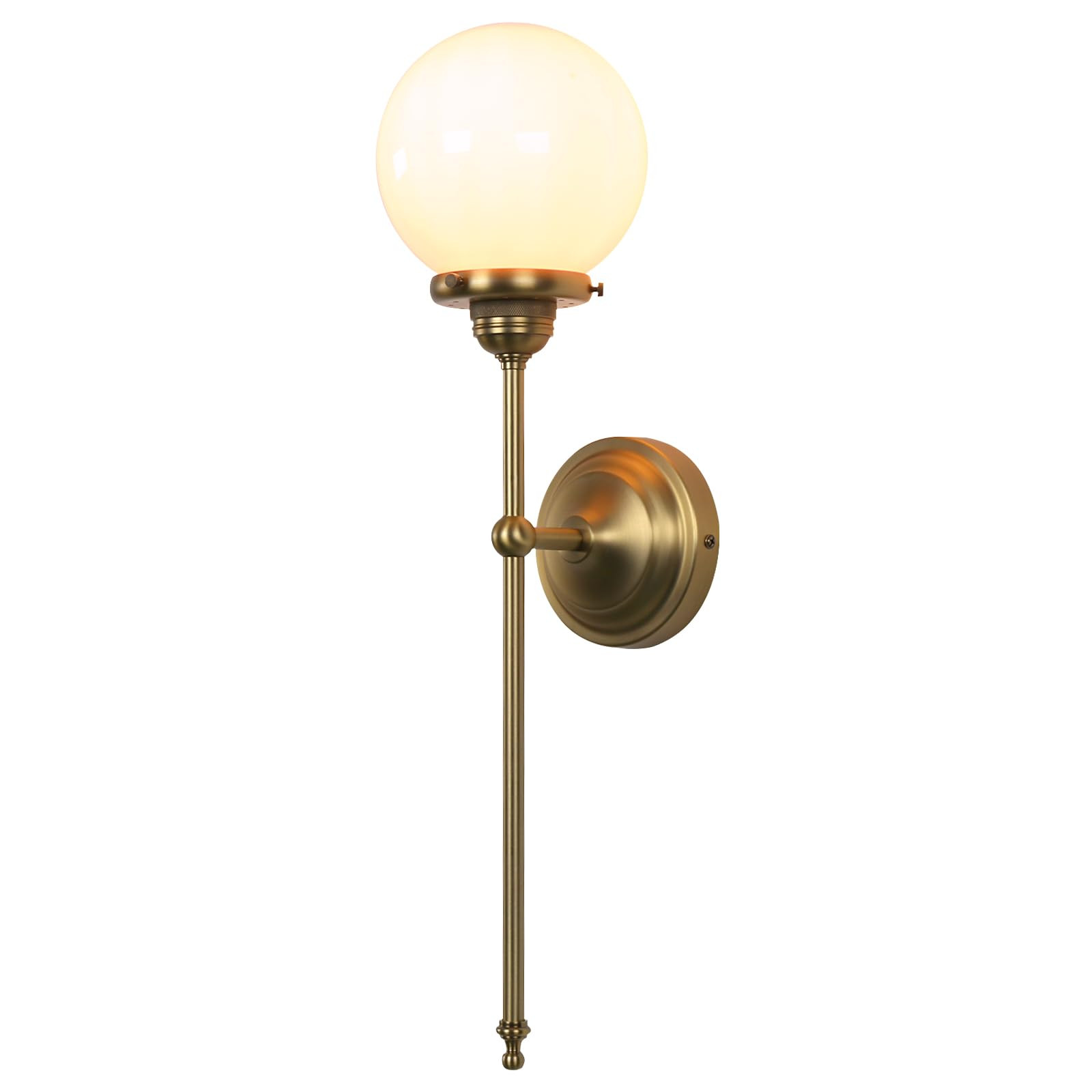 Industrial Vintage Wall Sconce Lighting, Milky White Glass Globe Shade with Long Arm Antique Bras... | Amazon (US)