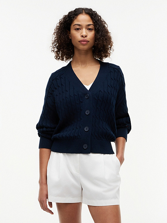 Cable Knit Oversized V-Neck Cardigan | Tommy Hilfiger UK