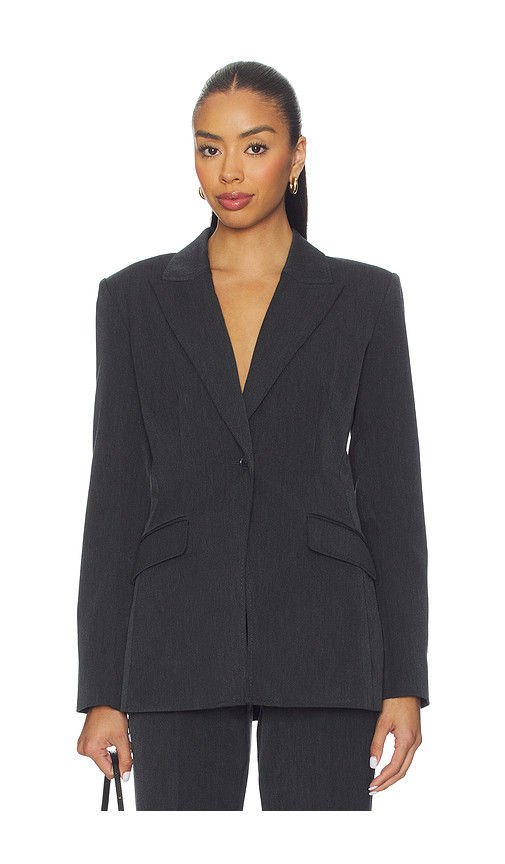 Good American Essential Suiting Sculpted Blazer in Dark Heather Gray. Size XS | Revolve Clothing (Global)