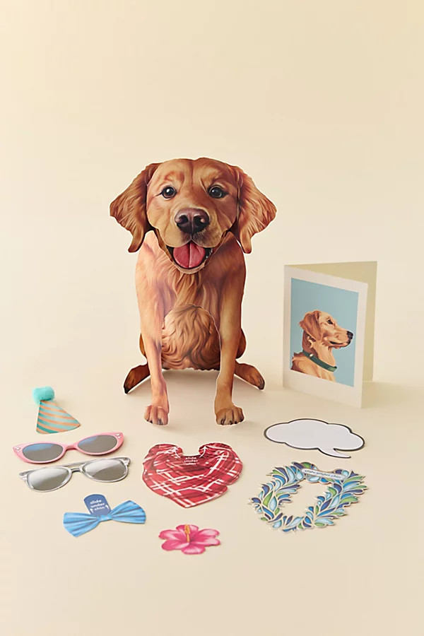 FreshCut Paper Golden Retriever Pop-Up Greeting Card in Assorted at Urban Outfitters | Urban Outfitters (US and RoW)