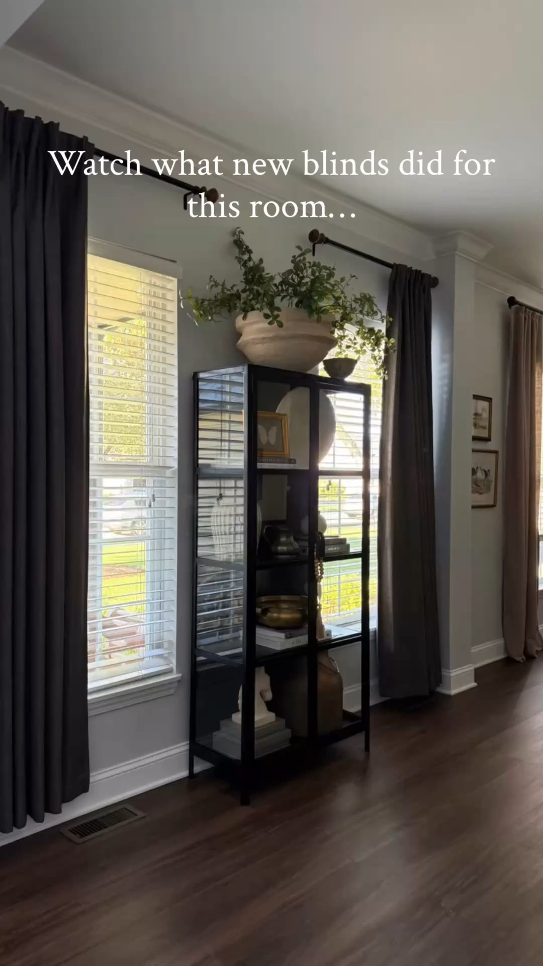 Our old blinds were super dated and quite frankly a hazard! This space feels fresh and new! Designer vibes without the designer price tag. 

We choose the Blanche cotton blend linen look Roman shades with a white cotton lining with an inside mount. I still wanted some light to come through but you can choose a variety of backings for your specific needs. 

The motorized function works smoothly and perfect for those evenings when you want privacy but don’t want to get off the couch 🤭

#LTKHome #LTKSaleAlert
