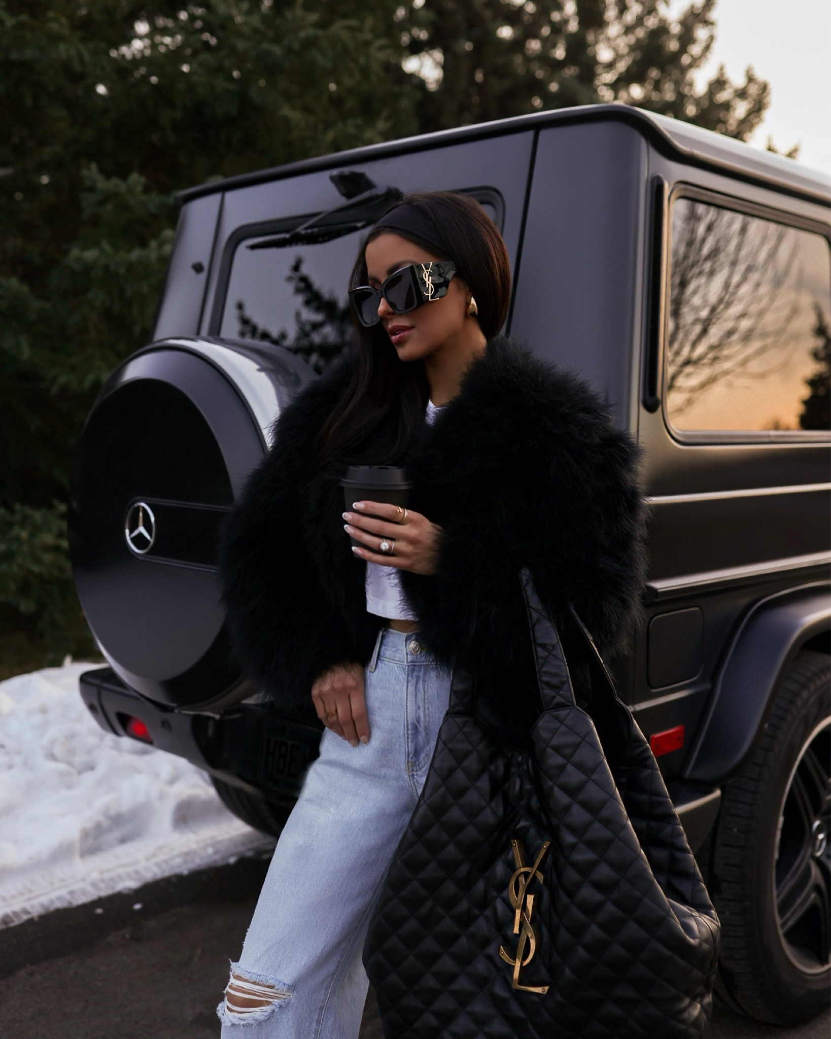 Winter chic outfit ideas 
Revolve feather / faux fur black jacket wearing a small
Mango baggy ripped jeans wearing a size 2
Stuart Weitzman booties on sale now! Run TTS
Amazing black headband


#LTKfindsunder100 #LTKfindsunder50 #LTKsalealert