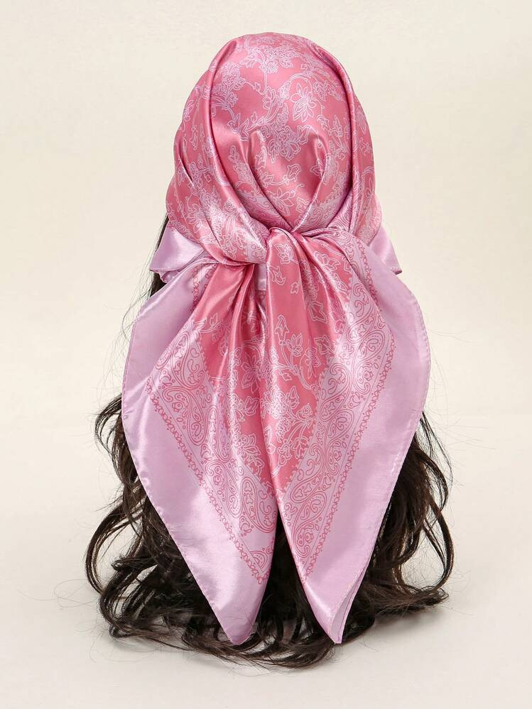 1pc Women's Fashion Palace Luxurious Geometric Satin Print Headscarf, Lightweight & Breathable Bandana | SHEIN