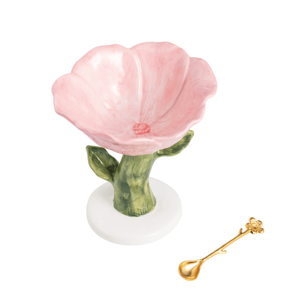 Pink Flower Pedestal Dish | Mud Pie