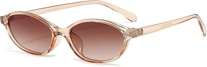 Retro Oval Sunglasses for Women Trendy Oval Narrow Cat Eye Sunnies 90s Vintage Shades | Amazon (US)
