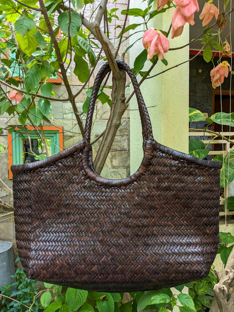 Handwoven Genuine Leather Ladies Hobo Bag - Monalisa - Espresso | Etsy (Global)