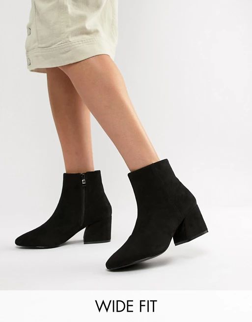 RAID Wide Fit Black Heeled Ankle Boots | ASOS US