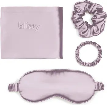 BLISSY Dream 4-Piece Mulberry Silk Set in Ash Blue at Nordstrom, Size Standard | Nordstrom