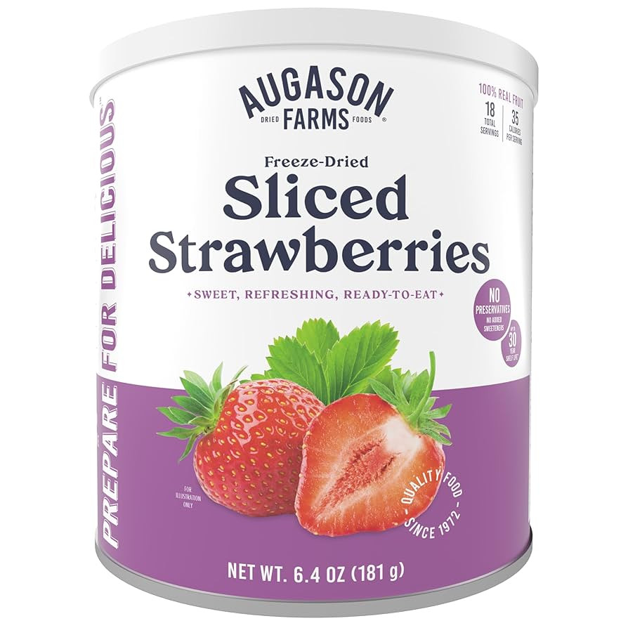 Augason Farms Freeze Dried Sliced Strawberries Can - Gluten Free Snack for Baking, Smoothies, and... | Amazon (US)