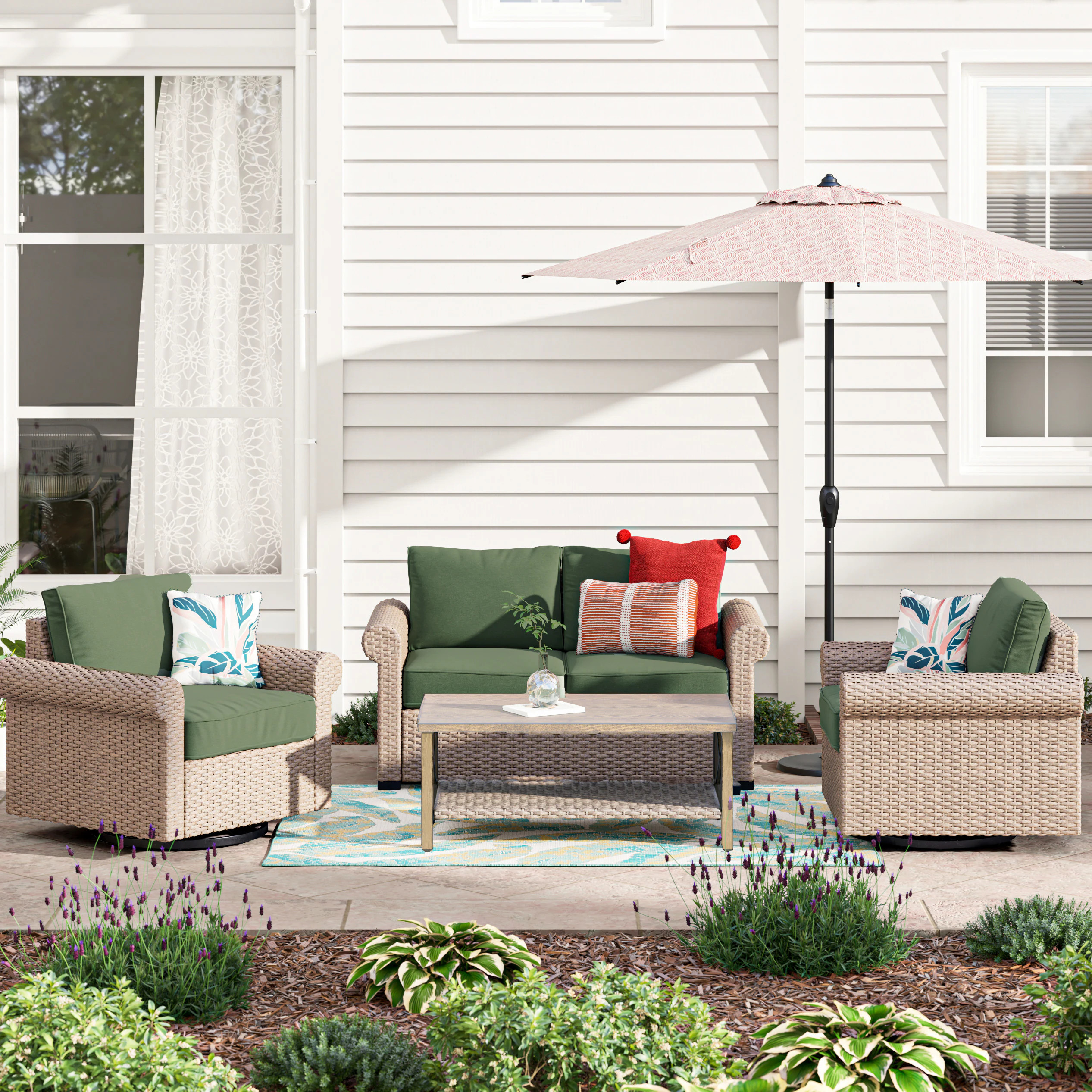 allen + roth Emerald Cove Green 4-Piece Patio Conversation Set at Lowes.com | Lowe's