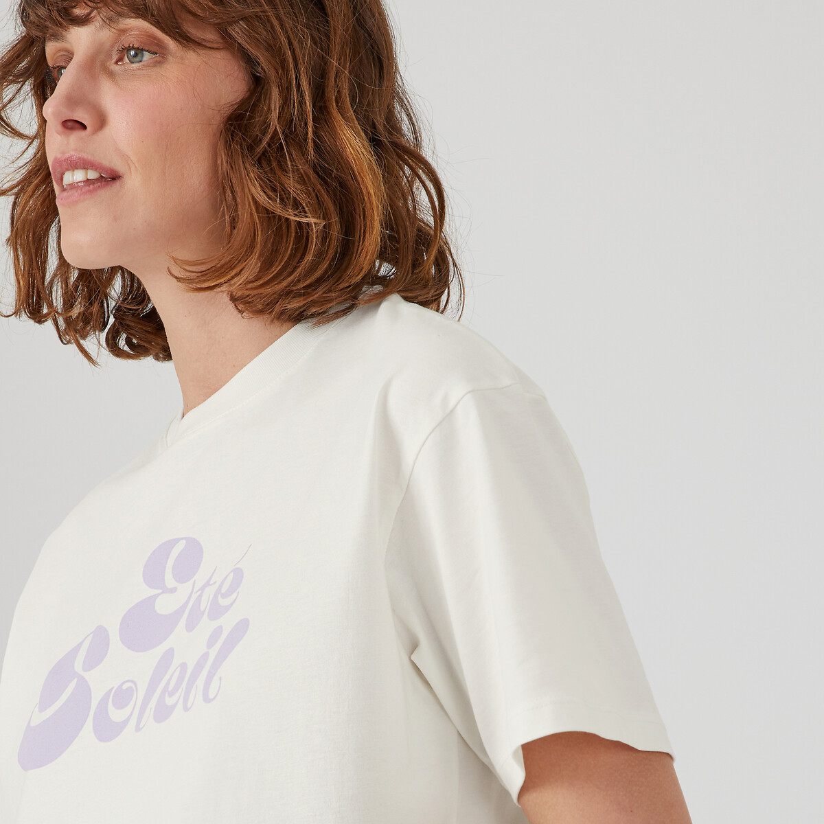 Printed Cotton T-Shirt with Crew Neck | La Redoute (UK)