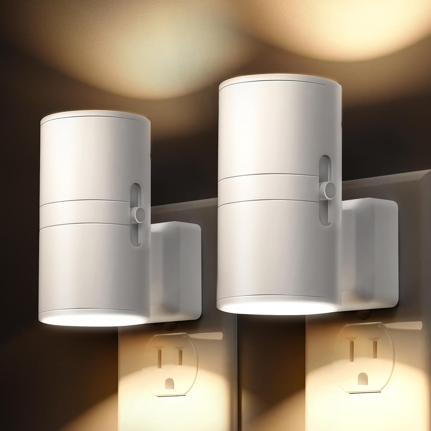 Night Light Plug in, LOHAS Modern Night Light with Light Sensor, 0-100LM, Soft White 3000K, Dimmable Night Lights with White Shade for Hallway Bedroom Stairway, 2 Pack | Amazon (US)