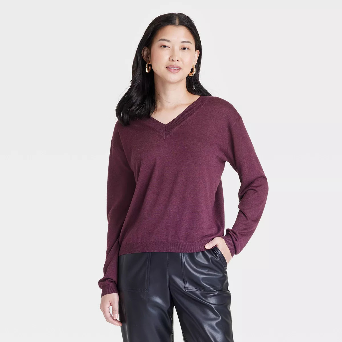Women's Fine Gauge V-Neck Pullover Sweater - A New Day™ | Target