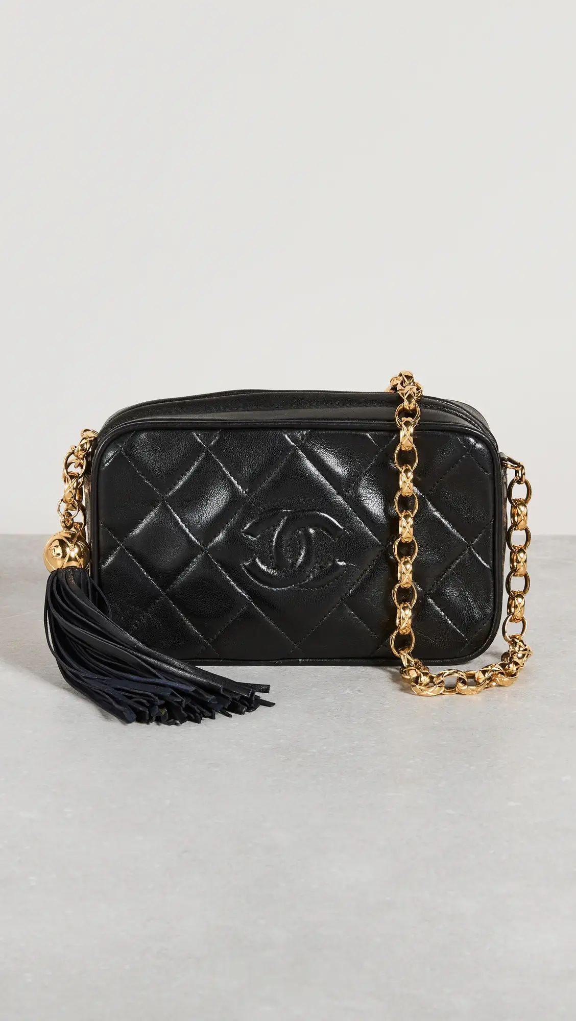 What Goes Around Comes Around Chanel Black Lambskin Diamond Cc Camera | Shopbop | Shopbop