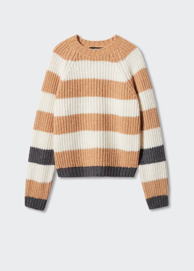 Round-neck striped sweater -  Women | Mango USA | MANGO (US)