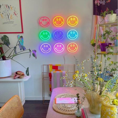 etsy find!!! neon smiley face wall signs!! LOVE this for a fun corner of a room & a fun pop of color🫶🏼🕺🏼💖 amazon wall art, amazon neon signs, custom wall art , custom neon wall signs amazon 

#LTKunder50 #LTKhome #LTKstyletip