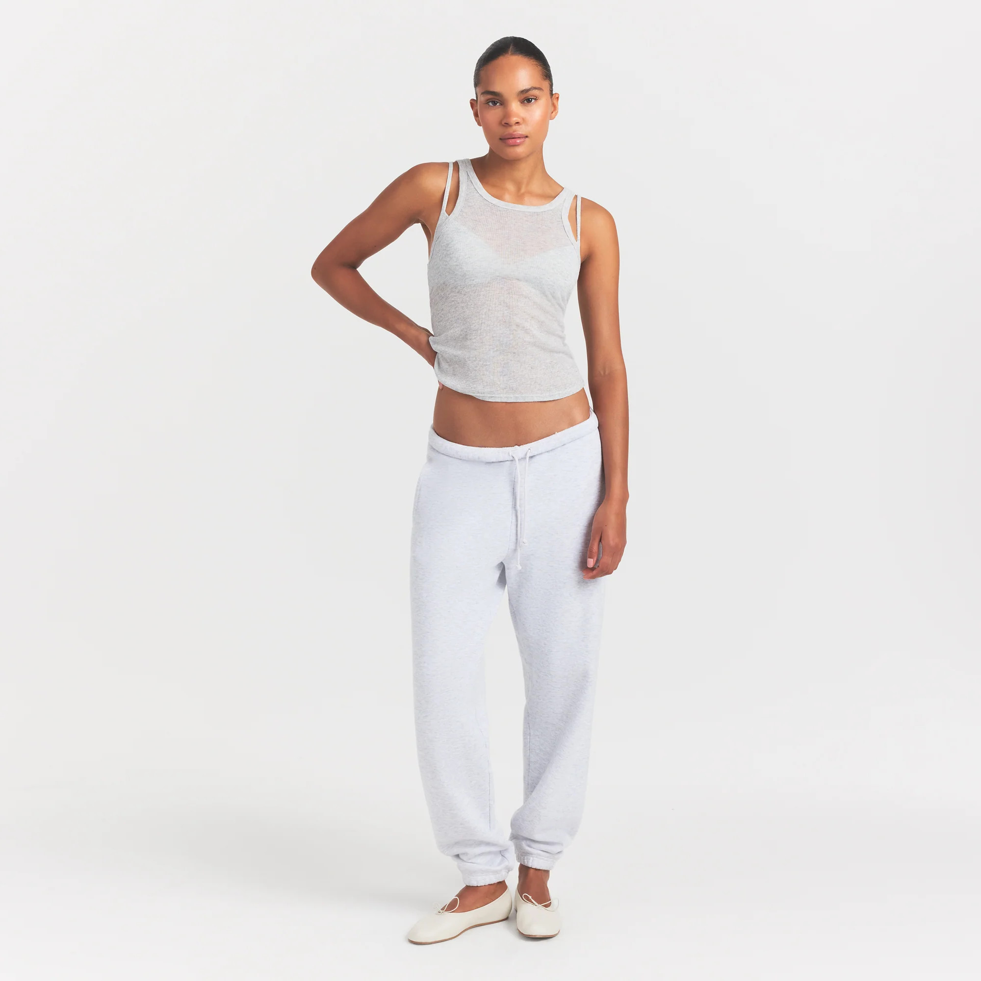 SKIMS Tank Top | Grey | XS | Sheer Rib | SKIMS (US)
