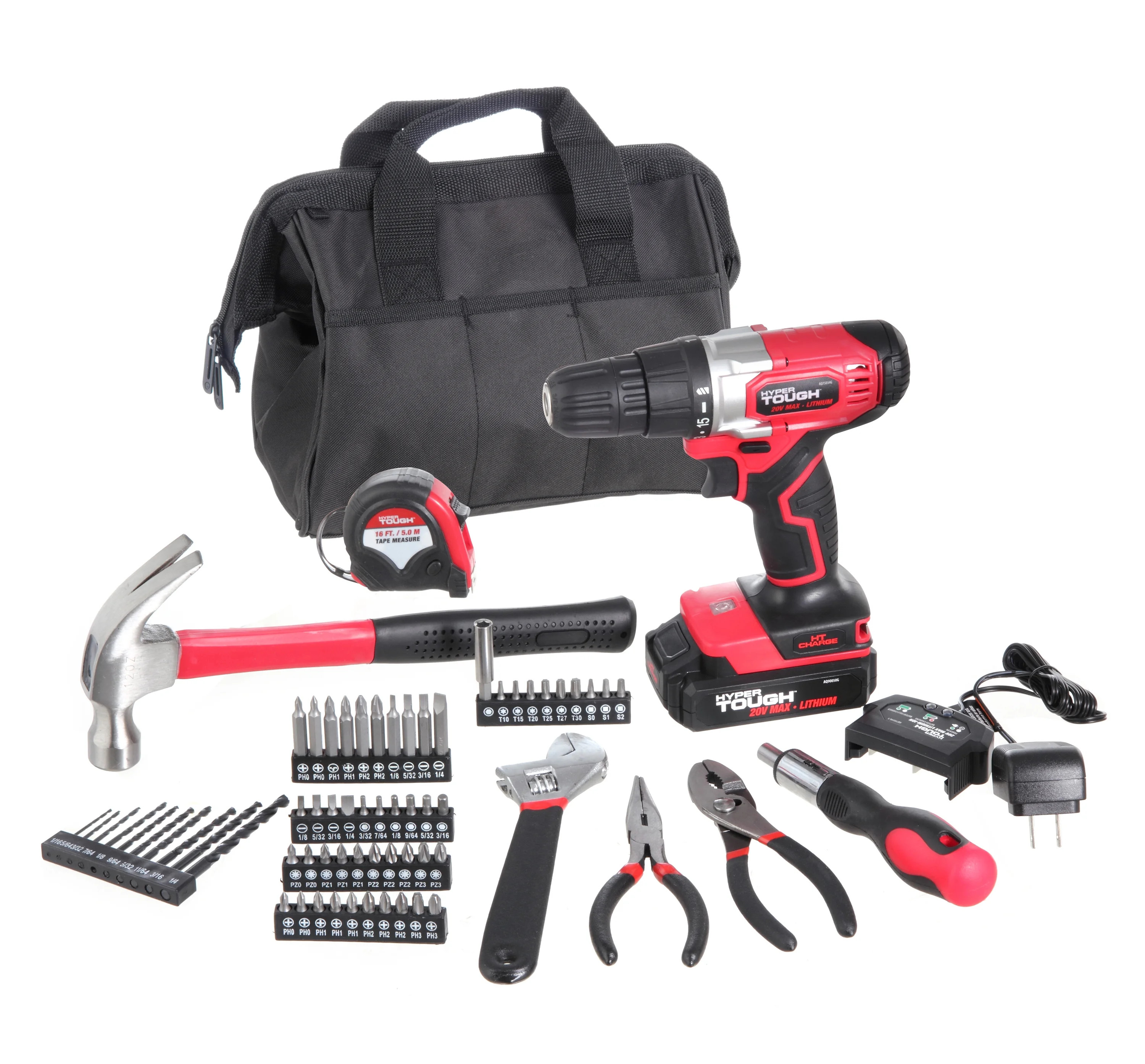 Hyper Tough 20-Volt Max Lithium-ion Cordless Drill & 70-Piece Project Kit, AQ90082G | Walmart (US)