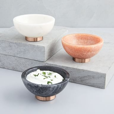Marble Kitchen Serveware, Dip Bowl, Black, Marble Brass, Individual | West Elm (US)