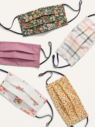Variety 5-Pack of Triple-Layer Cloth Pleated Face Masks for Adults (with Ear Adjusters) | Old Navy (US)